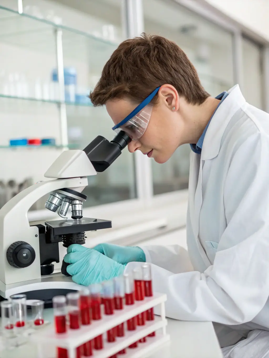 A close-up of a technician inspecting test strips in a clean, well-lit environment, emphasizing the quality check process at Hard Cash 4 Test Strips.